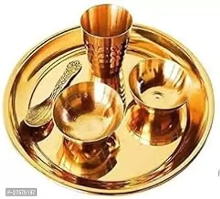 Laddu Gopal Bhog Plate Brass 1 Pieces Gold-thumb0