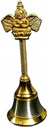 Metal Hand Held Temple Bell Pooja Garud Ghanti.Religious And Spiritual Item.Height Inch 3-thumb0