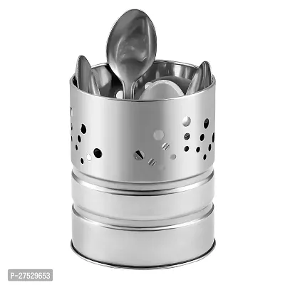 Stainless Steel Spoon Holder And Stand Cutlery Holder For Kitchen Cutlery Holder Counter Top Single Compartment Able For Forks, Knives, Spoons Holder Organizer-thumb0