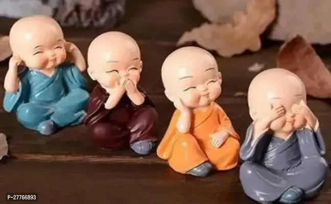 Small Set of 4 Baby Monk Buddha Showpiece Polyresin Car Dash-thumb0