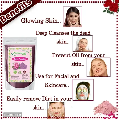 Keshvenna Naturals 100% Natural dry rose petals powder/Rose Powder/rose face pack/ natural face wash (100 gm)-thumb4