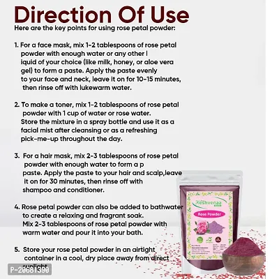 Keshvenna Naturals 100% Natural dry rose petals powder/Rose Powder/rose face pack/ natural face wash (100 gm)-thumb2