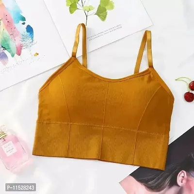 Stylish Yellow Cotton Blend Solid Bras For Women