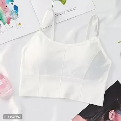 Stylish White Cotton Blend Solid Bras For Women