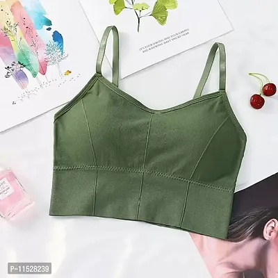 Stylish Green Cotton Blend Solid Bras For Women