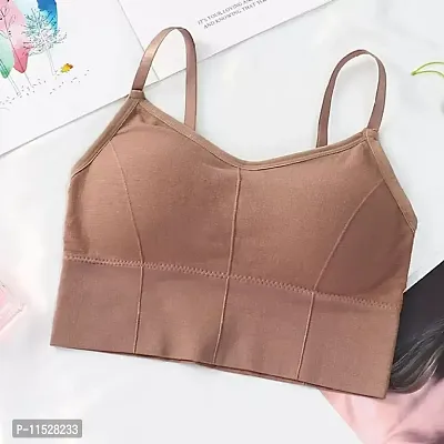 Stylish Brown Cotton Blend Solid Bras For Women