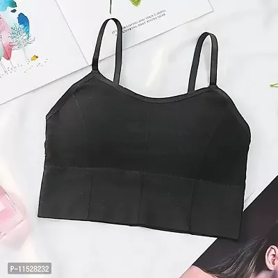 Stylish Black Cotton Blend Solid Bras For Women