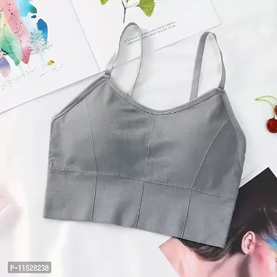 Stylish Grey Cotton Blend Solid Bras For Women