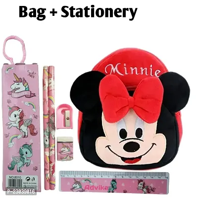 Minnie Red  School Bags for Kids Boys and Girls- Decent school bag for girls and boys Printed Pre-School For (LKG/UKG/1st std) Child School Bag-thumb0