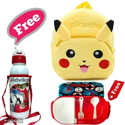 Pikachu School Bag for Kids Soft Plush Backpack for Small Kids Nursery Bag Kids Gift (Age 2 to 6 Years) (Nursery/Play School) Plush Bag pack-thumb0