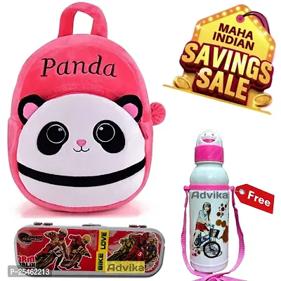 Kids School Bag Cute Pink Panda Geometry Free With Bottel Backpacks for Girls/Boys/Animal Cartoon Mini Travel Bag Backpack for Kids Girl Boy (2-6 Years)