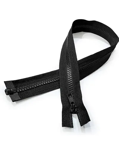 Stylish Black Molded Plastic Zippers for Coats, Jacket- 20 cm