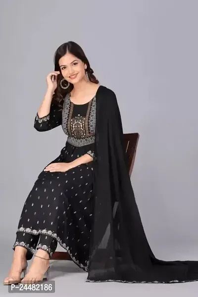 Women Viscose Rayon Kurta Pant Dupatta Set