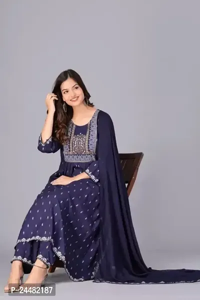 Women Viscose Rayon Kurta Pant Dupatta Set