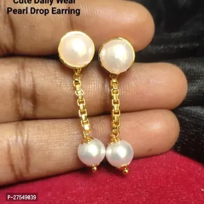 Elegance Pearl Drop Earrings For Girls Students Teens  Women's Daily casual wear white stone-thumb0