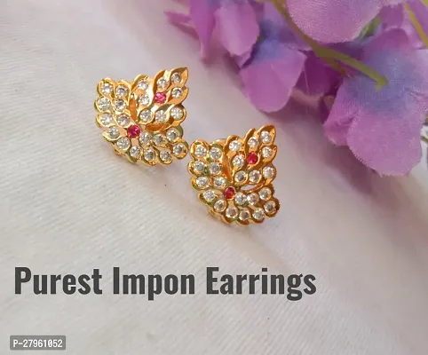 Queen look Pyramid Shape Purest Quality Of Impon Earrings With Attractive Stones For Girls Ladies Woman's