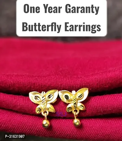 Small and Beautiful One Gram Gold Plated Butterfly Earrings