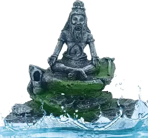 Gaurvi EnterprisesYogi Statue Ornament for Aquarium Fish Tank Decoration 16Cm River Rock  FOR  Aquarium tank