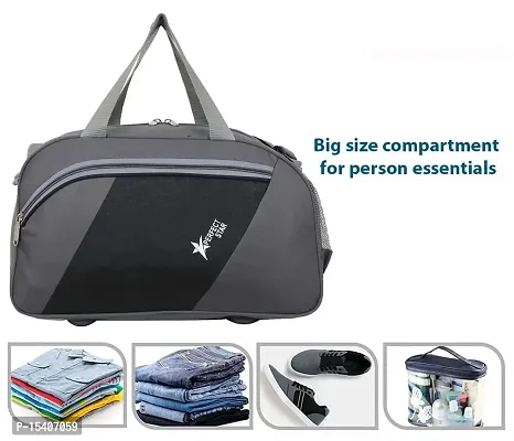 Perfect Star 40 Liter Waterproof Polyester Small Duffle Bag Ultra Light Travel Duffel Bag for Men  Women (Grey-Black)-thumb4