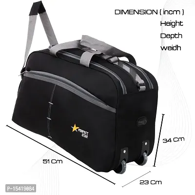 Perfect Star Sise Large 75 Liter Travel with 2 Wheels Duffle Bags for Travel Duffle with Trolly Luggage Bag Polyester (Black Grey)-thumb3