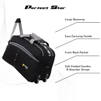 Perfect Star Sise Large 75 Liter Travel with 2 Wheels Duffle Bags for Travel Duffle with Trolly Luggage Bag Polyester (Black Grey)-thumb1