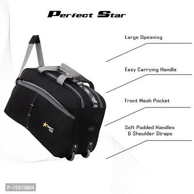 Perfect Star Sise Large 75 Liter Travel with 2 Wheels Duffle Bags for Travel Duffle with Trolly Luggage Bag Polyester (Black Grey)-thumb2