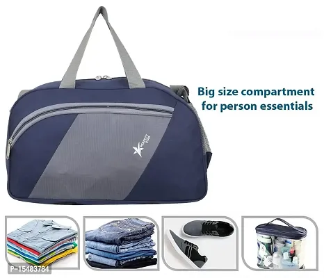 Perfect Star 40 Liter Waterproof Polyester Small Duffle Bag Ultra Light Travel Duffel Bag for Men  Women (Nevy Blue-Grey)-thumb4
