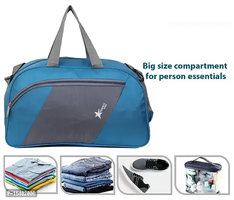 Perfect Star 40 Liter Waterproof Polyester Small Duffle Bag Ultra Light Travel Duffel Bag for Men  Women (Teal-Grey)-thumb4