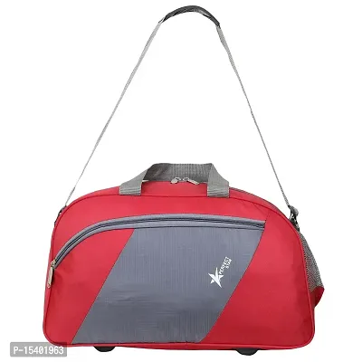 Perfect Star 40 Liter Waterproof Polyester Small Duffle Bag Ultra Light Travel Duffel Bag for Men  Women (Red-Grey)
