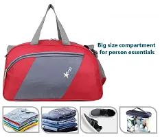 Perfect Star 40 Liter Waterproof Polyester Small Duffle Bag Ultra Light Travel Duffel Bag for Men  Women (Red-Grey)-thumb3