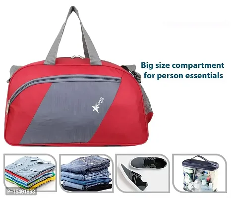 Perfect Star 40 Liter Waterproof Polyester Small Duffle Bag Ultra Light Travel Duffel Bag for Men  Women (Red-Grey)-thumb4