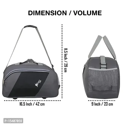 Perfect Star 40 Liter Waterproof Polyester Small Duffle Bag Ultra Light Travel Duffel Bag for Men  Women (Grey-Black)-thumb2