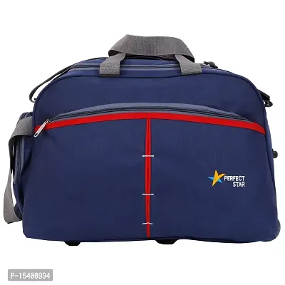 Perfect Star Sise Large 75 Liter Travel with 2 Wheels Duffle Bags for Travel Duffle with Trolly Luggage Bag Polyester (Navy red)