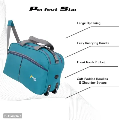perfect star Duffle Bag for Travel Whith Wheel Shoulder Duffle Size 65 Litre Extra Large Men and Women Polyester with Tommy Hilfiger (TealNavy)-thumb5