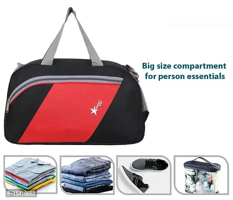 Perfect Star 40 Liter Waterproof Polyester Small Duffle Bag Ultra Light Travel Duffel Bag for Men  Women (Black-Red)-thumb4