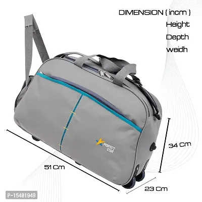 perfect star Duffle Bag for Travel Whith Wheel Shoulder Duffle Size 65 Litre Extra Large Men and Women Polyester with Tommy Hilfiger (Grey  Teal)-thumb5