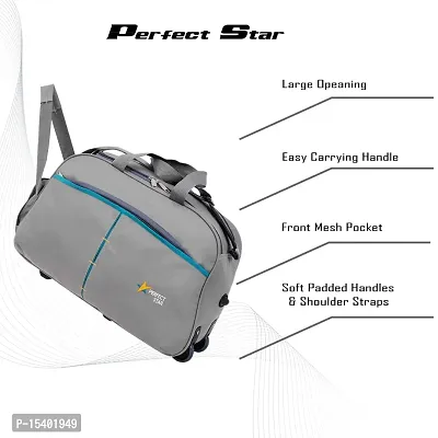 perfect star Duffle Bag for Travel Whith Wheel Shoulder Duffle Size 65 Litre Extra Large Men and Women Polyester with Tommy Hilfiger (Grey  Teal)-thumb4