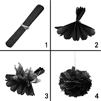 Party Decorations Set Tissue Paper Fan Paper Pom Poms Flowers For Wedding Birthday Bachelorette Graduation Party Kit (Pack Of 18Pc, Black + Red)-thumb1