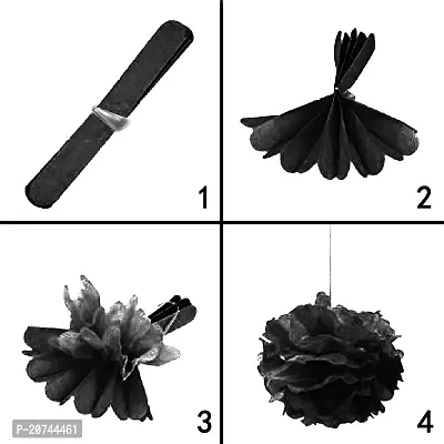 Party Decorations Set Tissue Paper Fan Paper Pom Poms Flowers For Wedding Birthday Bachelorette Graduation Party Kit (Pack Of 18Pc, Black + Red)-thumb2