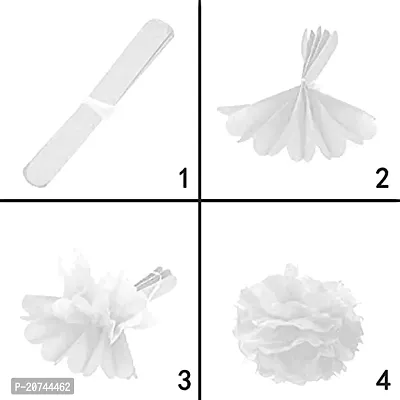 Party Decorations Set Tissue Paper Fan Paper Pom Poms Flowers For Wedding Birthday Bachelorette Graduation Party Kit (Pack Of 18Pc, White + Red)-thumb2
