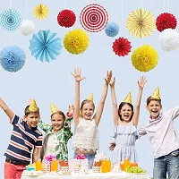 Hanging Party Decorations Set Tissue Paper Fan Paper Pom Poms Flowers For Wedding Birthday Baby Shower Bachelorette Graduation Party Kit (18 Pcs Set) (Multicolor)-thumb1