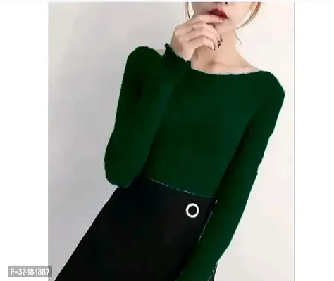 Elegant Green Lycra Solid Top For Women