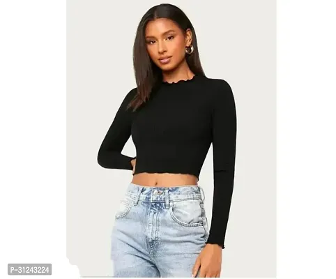 Stylish Black Lycra Solid Top For Women-thumb0