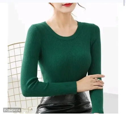 Elegant Green Lycra Solid Top For Women-thumb0