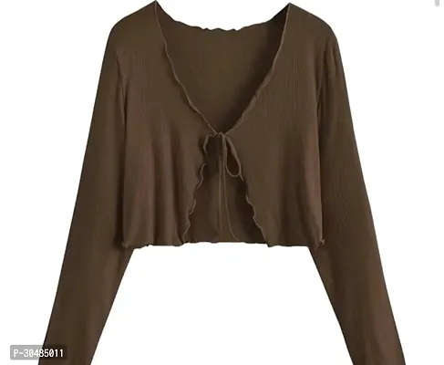 Elegant Brown Lycra Solid Top For Women-thumb0