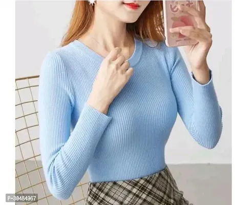 Elegant Blue Lycra Solid Top For Women-thumb0