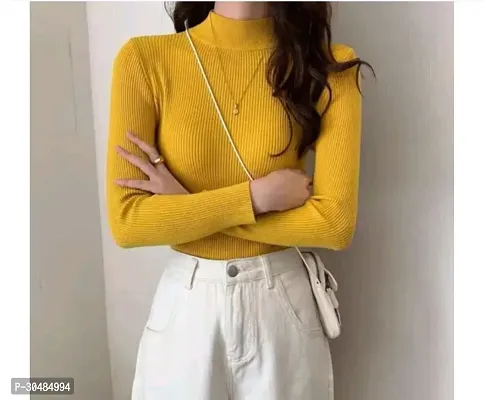 Elegant Yellow Lycra Solid Top For Women-thumb0