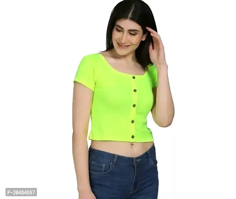 Elegant Green Lycra Solid Top For Women-thumb0