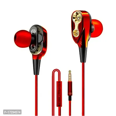 Bageshwar Balaji Wire Sport in-Ear Earbuds Headphone Double Trumpet HiFi Bass Red-thumb3
