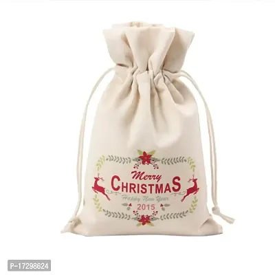Bageshwar Balaji Canvas Storage Bags Christmas Drawstring Gift Candy Pockets Bag #5